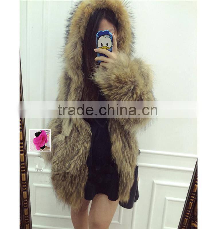 SJ117-01 Europe Fashion Magazine Winter Women Coat Fur Coat 2016