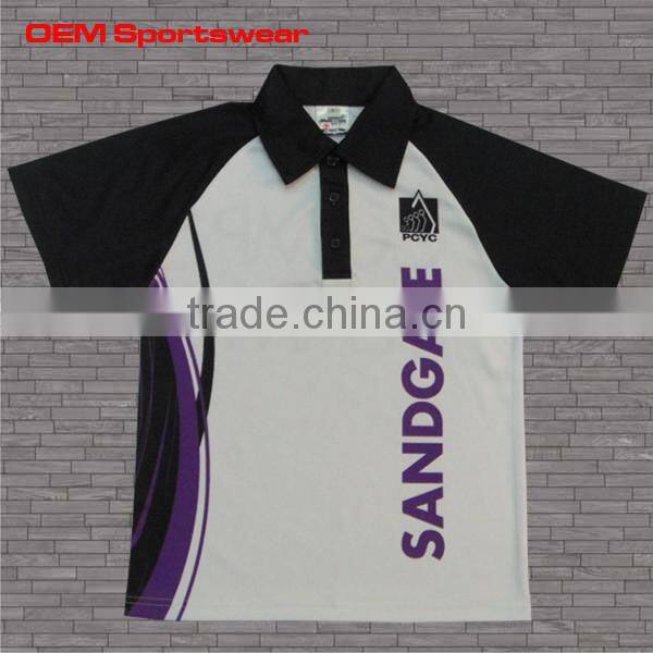 Cotton polyester black sublimated golf polo shirt with embroidery logo