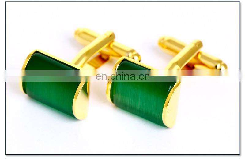 Deluxe Emerald Stone Gold Jewelry Unisex Shirt Cufflinks Brand