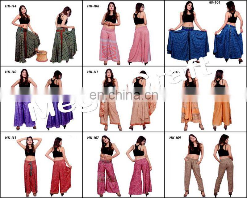 Beach Wear Women Baggy Casual trouser pants- Floral Wide Leg Palazzo Style Thai Pants, Designer silk Rayon Pants,