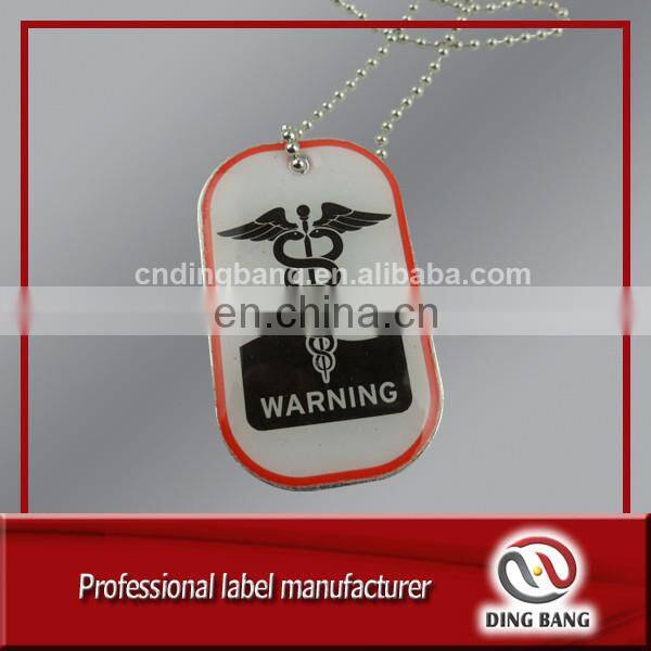 OEM Wholesale Fast Delivery Promotion Cheap Item Ball Chain Attached Double Clear Domed Printed Custom Dog Tag