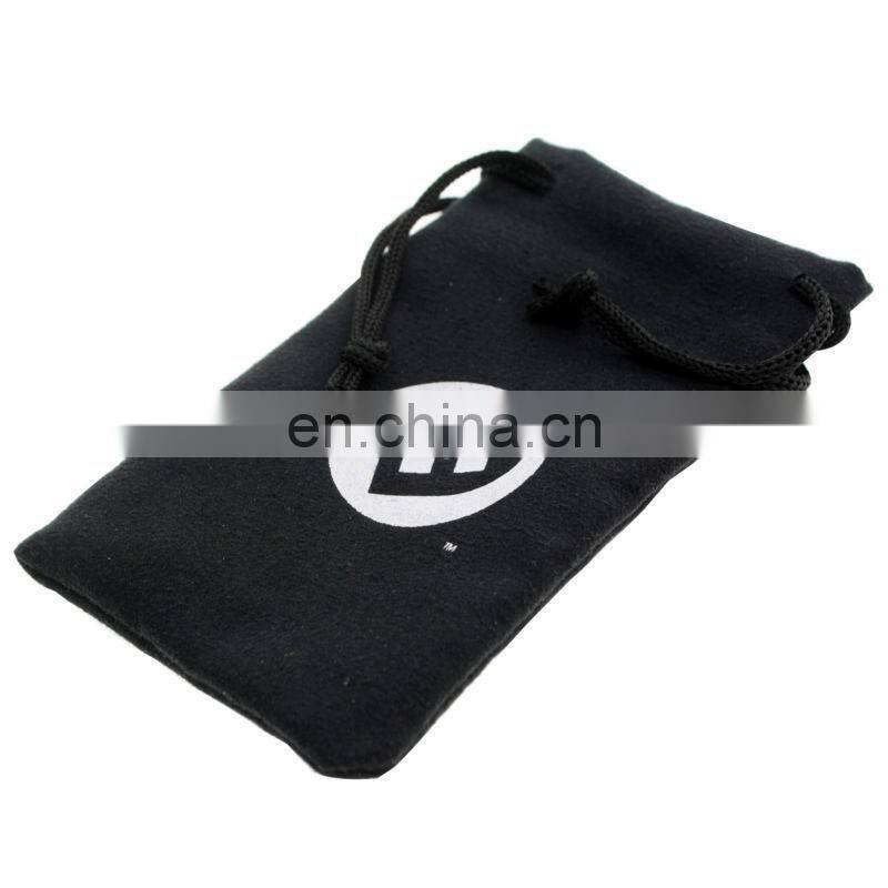 logo stamped black customisable microfibre mobile hanging pouch