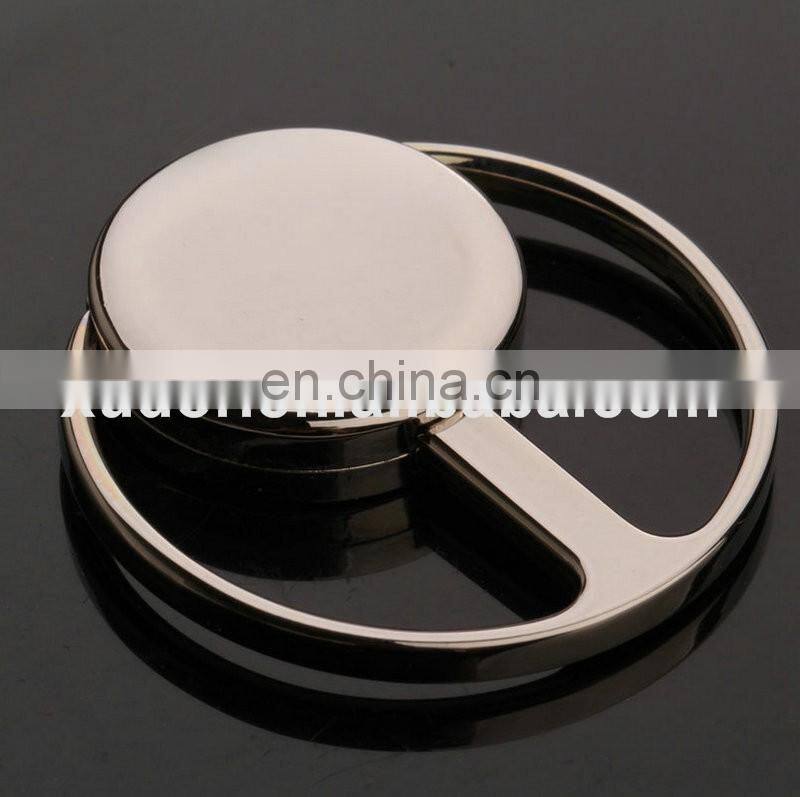 round shape metal cheap silver plated sublimation keychain