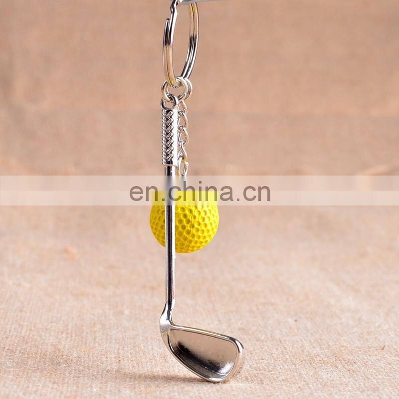 custom sport key holder golf keyring metal 3d mini golf ball keychain for golf club professional game gifts