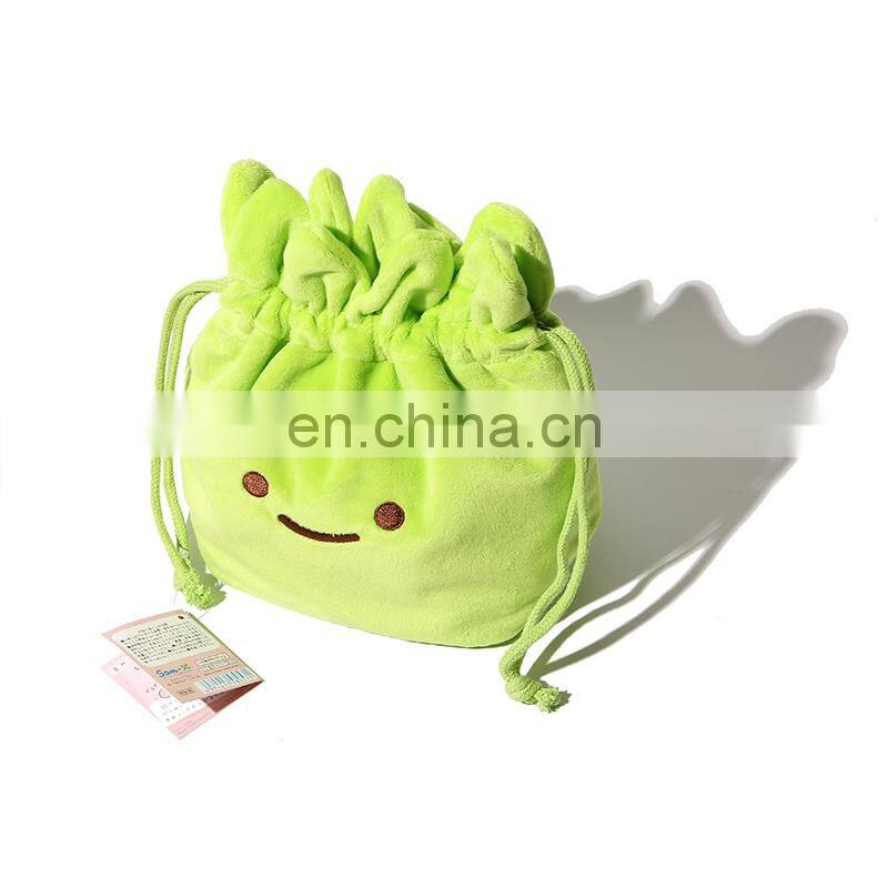 Custom luxury leather suede emoji drawstring pouch bag