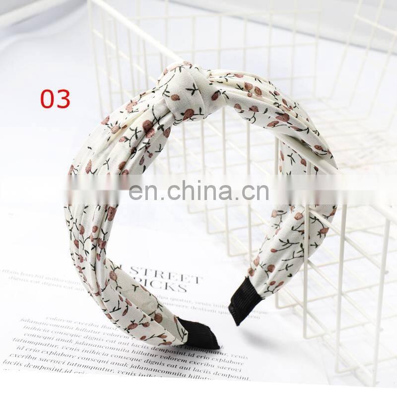 fashion flower printing chiffon headbands sports yoga spa cotton women sweat headbands 4colors