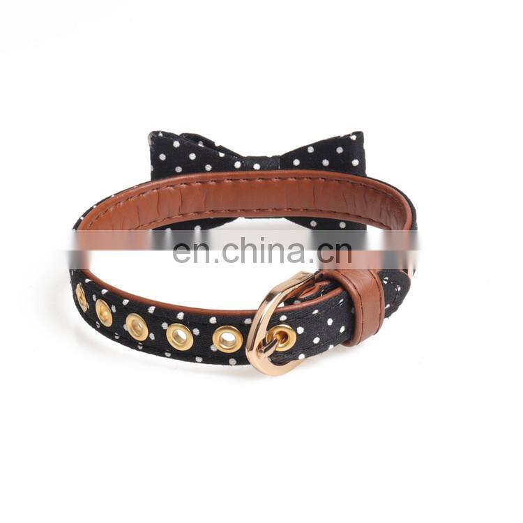 Amazon best selling cute polka dot pattern bowknot dog collar and leash set