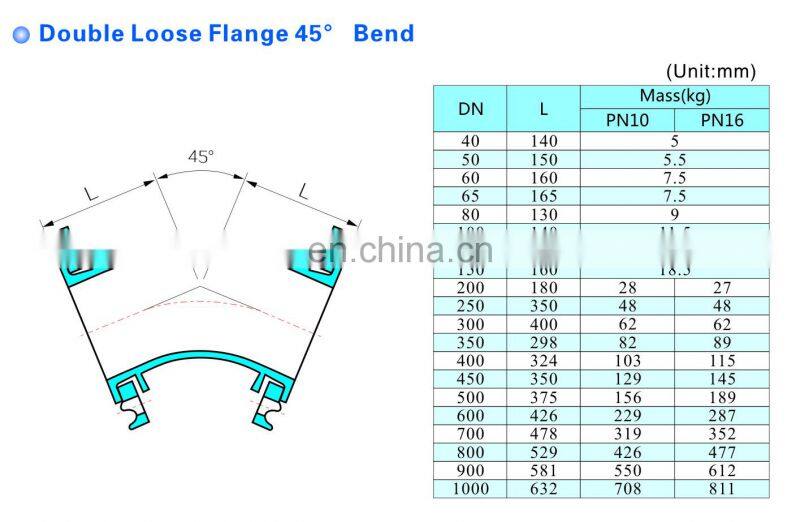 ductile iron pipe fitting double loose flange bend elbow pipe with 2 loosing flanges