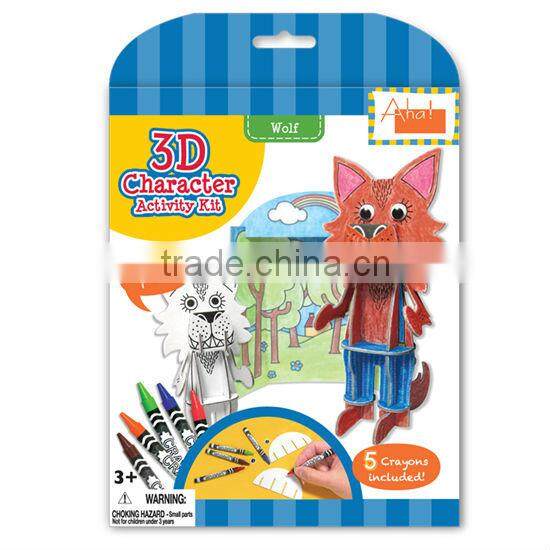 wax crayon wolf character 3D puzzle