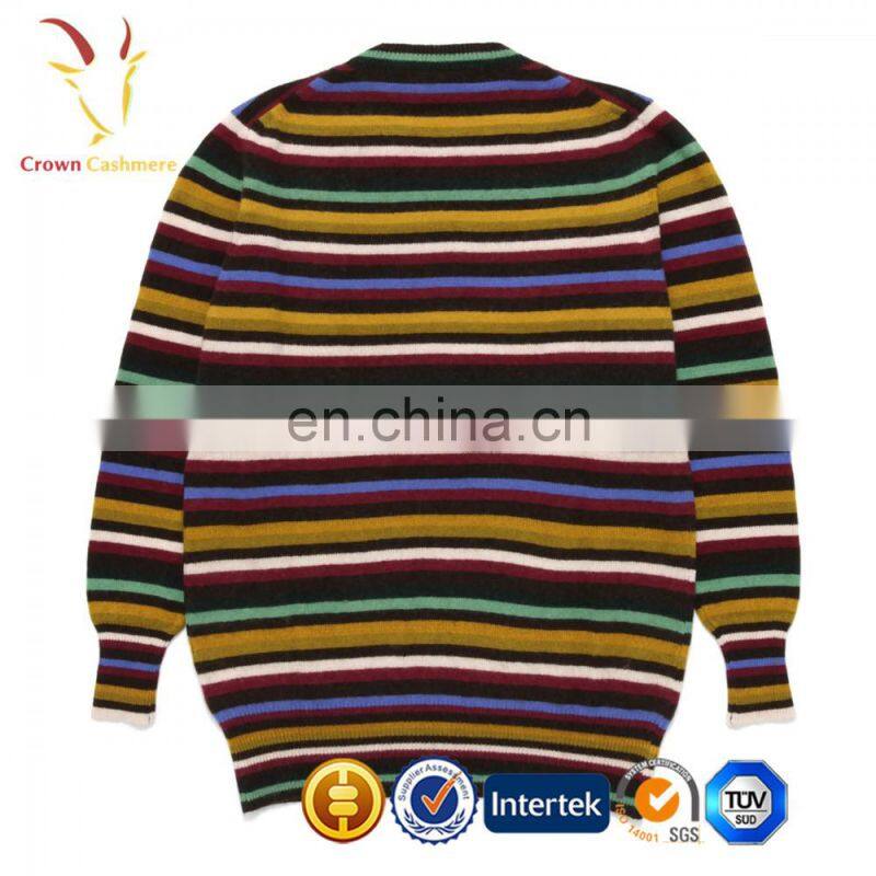 Women Fashion Striped Pullover Sweater Mongolian Cashmere Sweater