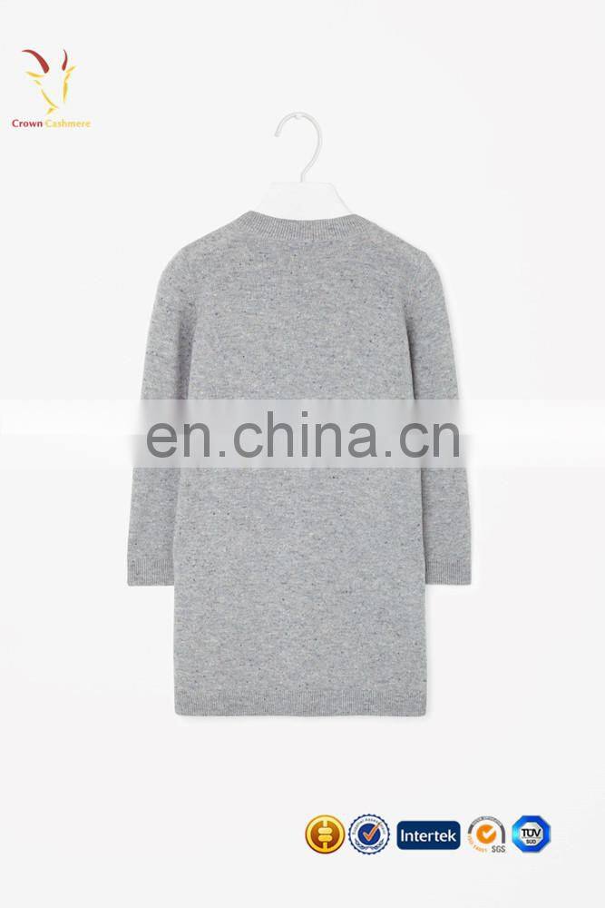 Girls 100% Pure Cashmere Round Neck Long Dress Sweater
