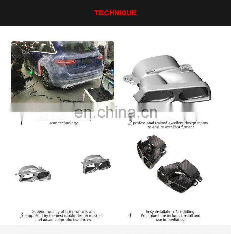 Carbon Fiber Exhaust Tips for Mercedes Benz C Class C63 AMG 2-Door 4-Door 2015-2018