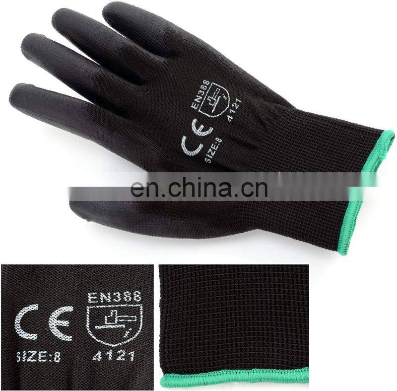 En388 4131 White Black Guantes de Trabajo Palm Coated Nylon PU Gloves Polyurethane Palm Fit Safety Glove Work Gloves