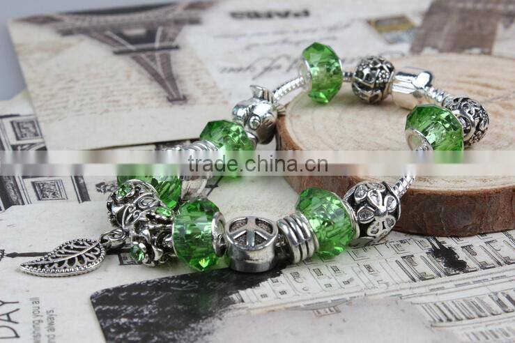 latest fashion green crystal bead bracelet jewelry european bulk wholesale charm bracelet