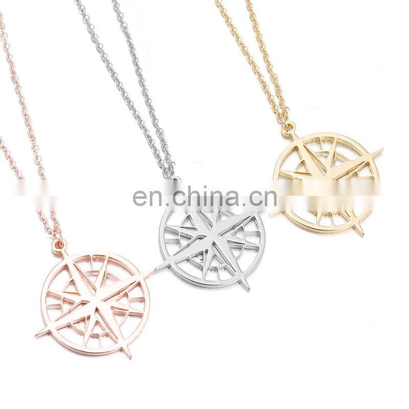 Punk Geometric Compss Necklace For Women Lover's Men Gift Tiny Round Compass Handmade Necklace Jewelry