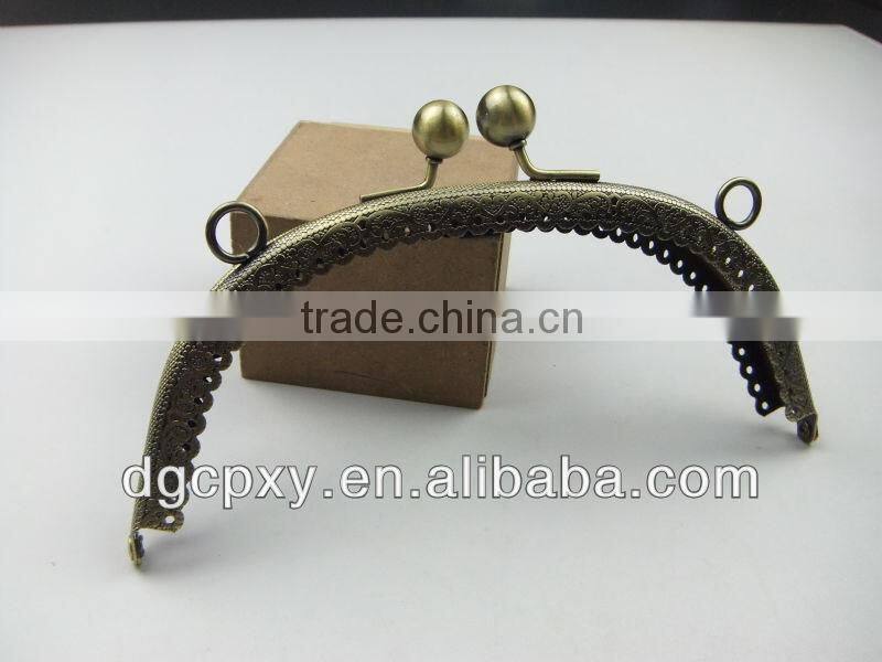 vintage pattern sewing metal purse frame with two loop kiss clasp patchwork bag purse