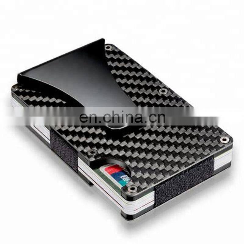 2021 New Minimalist Carbon Fiber Card Case With Money Clip Aluminum Wallet metal Rfid Credit Card Holder wallet rfid blocking