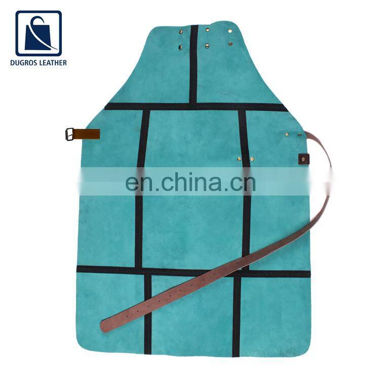 Factory Direct Sale Good Quality Wholesale Nickle Fitting BBQ Cooking Genuine Leather Apron