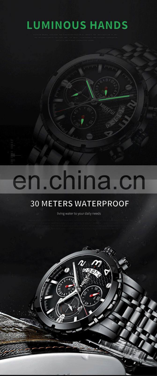 NIBOSI Reloj Hombre 2020 Mens Watches Top Brand Luxury Chronograph Sport Watch Men Waterproof Military Clock Relogio Masculino