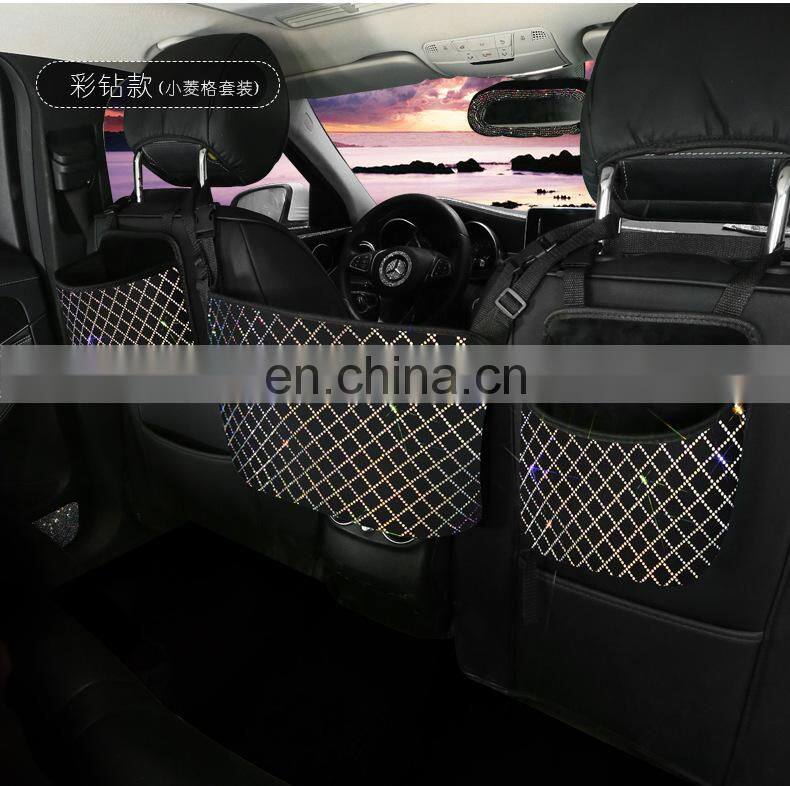 Universal Car Rhinestone Storage Bag Auto Organizer Crystal Leather Car Seat Gap Filler Organizer Car Decor Accessories