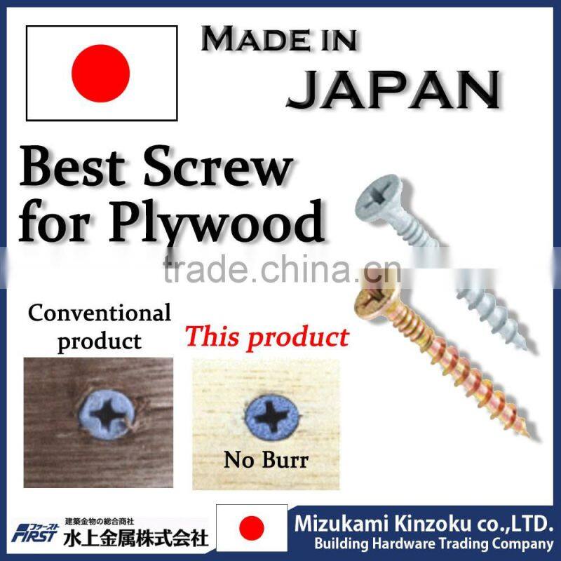 Steel Plywood Screws with chromate coating made in Japan