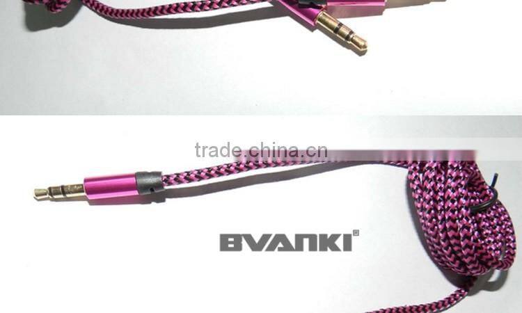 2016 best selling products Braided 3.5mm to 3.5mm aux cable optical audio cable for car stereo mobile phone free samples