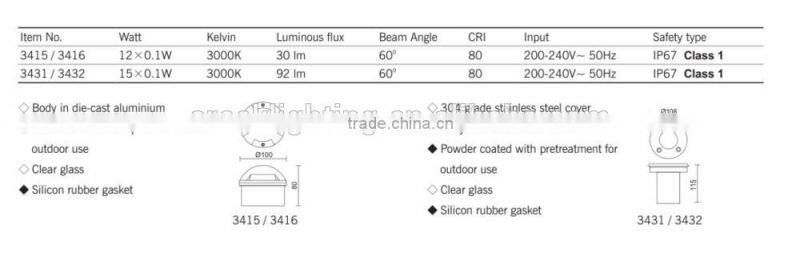 CE Rohs 1-way, 2-way, 3-way, multi-way lighting IP67 led underground light