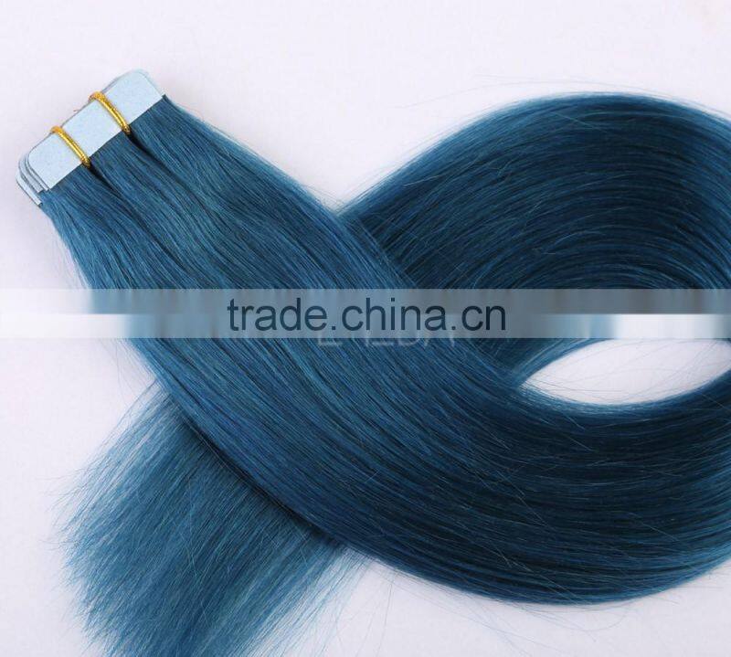 Caucasian euronext uk tape hair extensions dark blue