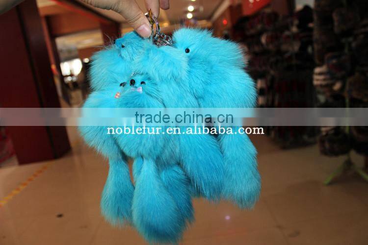 New Arrival White Small Fox Fur Keychain For Mobile Natural Real Fox Fur