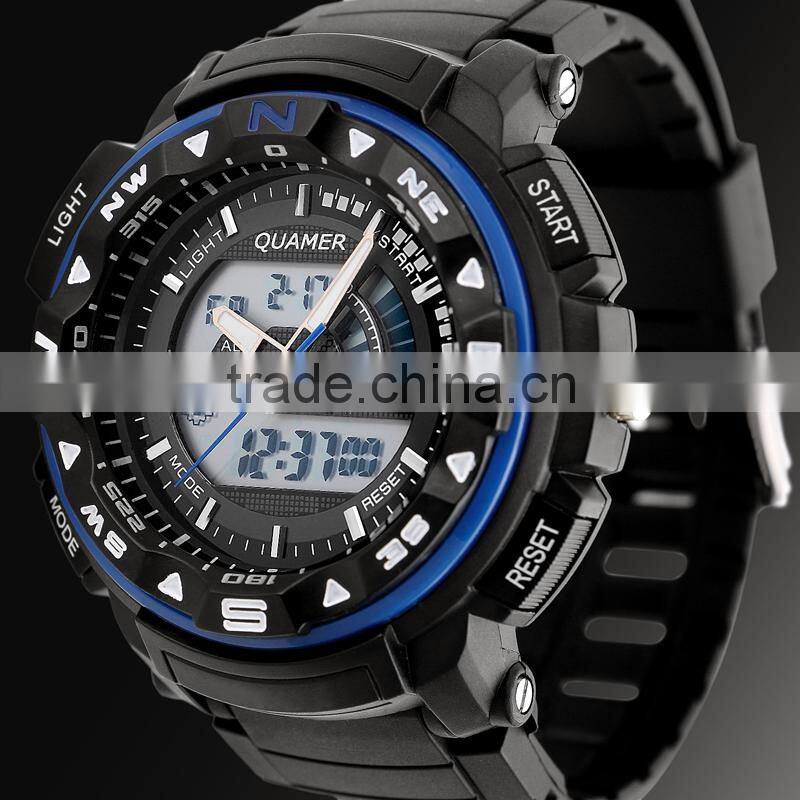 Men's Rubber Strap Orange Analog Digital Digital Sport Watch