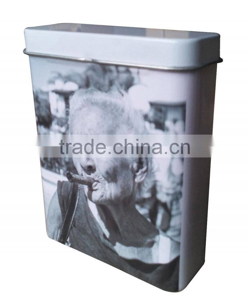 metal tin box with hinge for cigarette