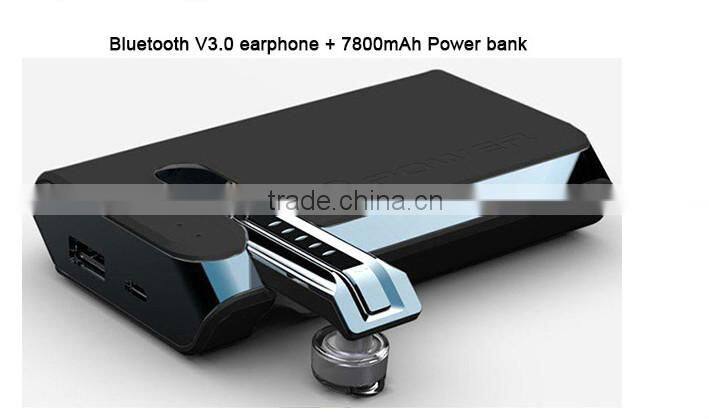 New Functional Product portable 7800mAh power bank with bluetooth headset