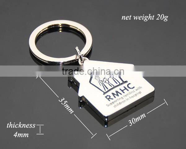 Public Good Souvenirs House Shape Engraved Logo Promotional Customized Metal House Key Ring
