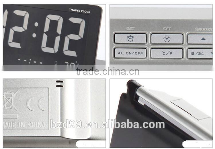 Multi-functional LCD Display Portable Folding Travel Alarm Clock Pocket Flip Clock / Electronic items Manufacturer OEM/ODM