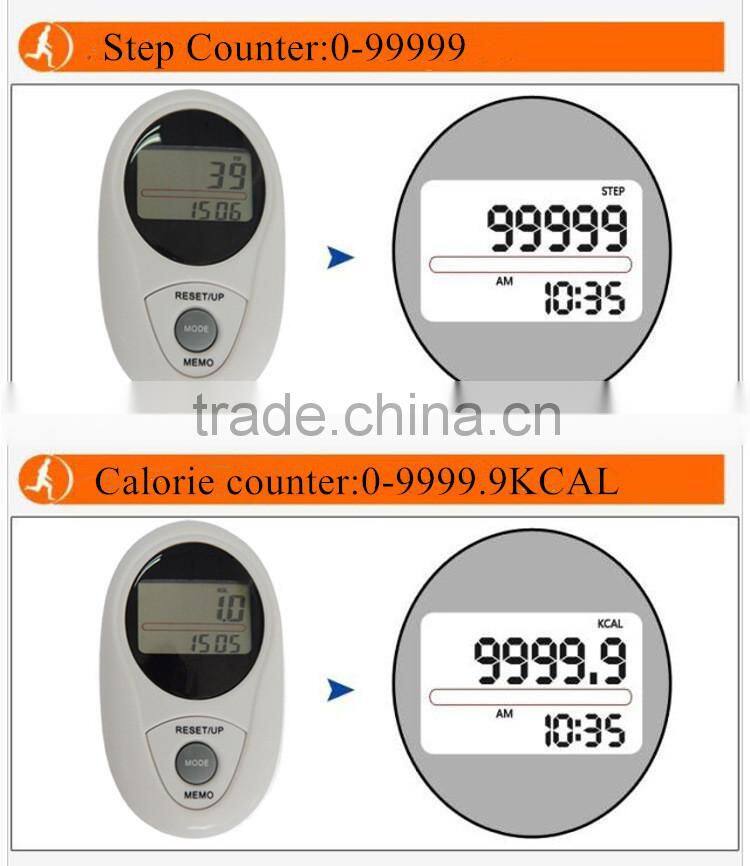 New Multi-functional Digital Porket Walking 3D Pedometer with 12/24 Time System and 7days Memory Pedometer /OEM/ODM Manufacturer