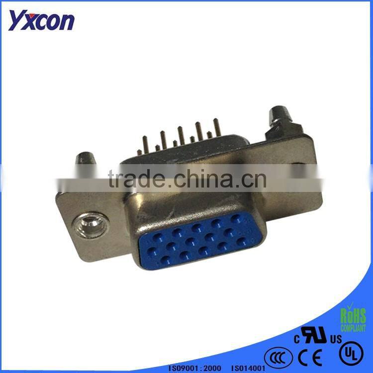 D-SUB connector three row with locating pegs blue color HDR connector