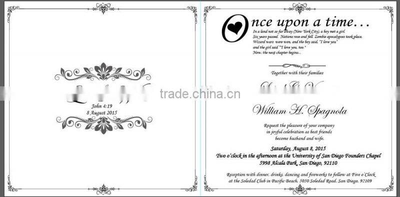 Personalized folded wedding invitation card guangzhou