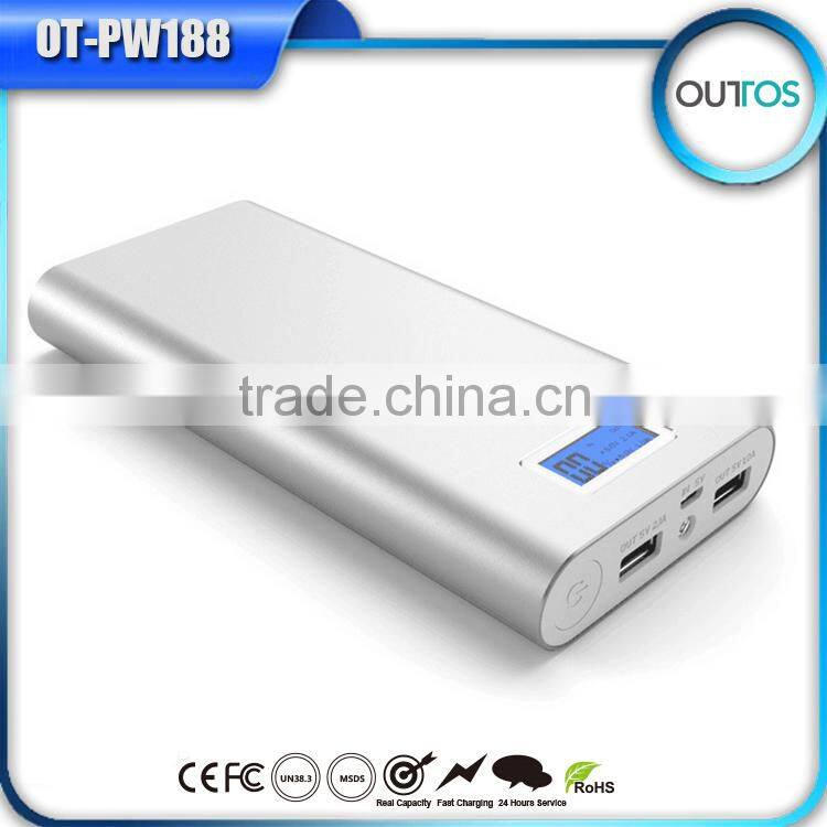 16000mah dual usb portable mobile power bank with LCD screen