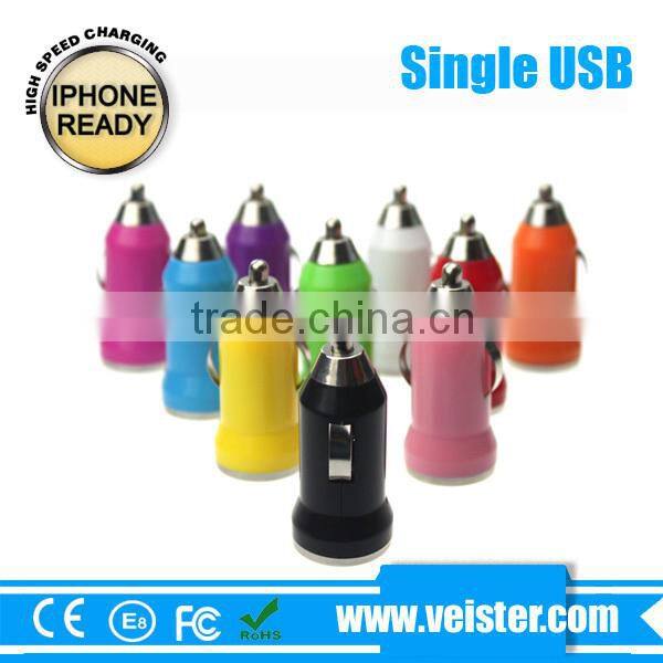 5V1A colorful micro car lighter adapter for iPhone ,factory supply