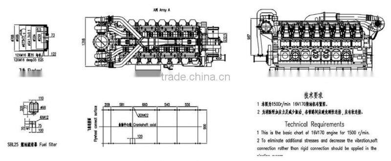 Zichai 16V170ZLC-1 diesel engine with 4 Stroke 16 cylinder