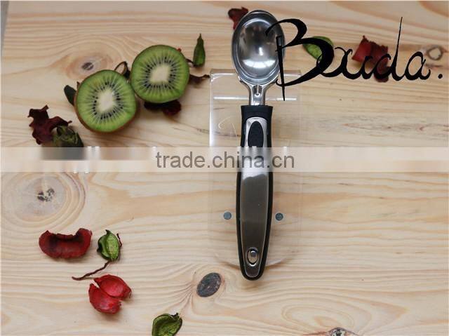 8" Good quality hot sell plastic and aluminium handle ice-cream spoon BD-T300