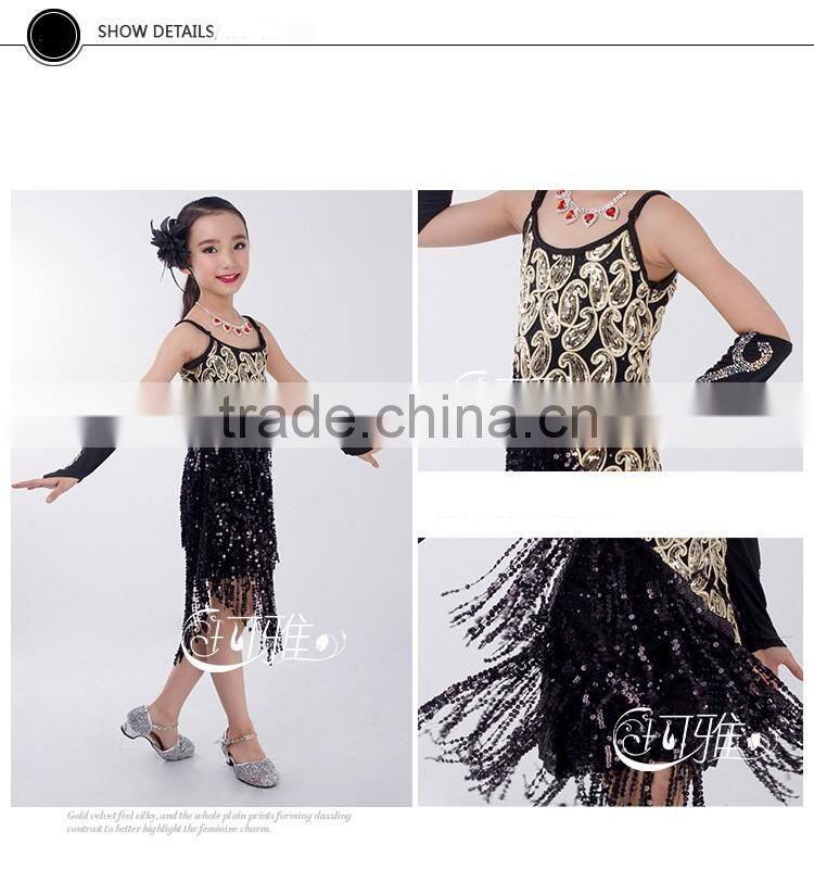 2016 High quality sexy latin dance dress children dancing performance costumes for firls