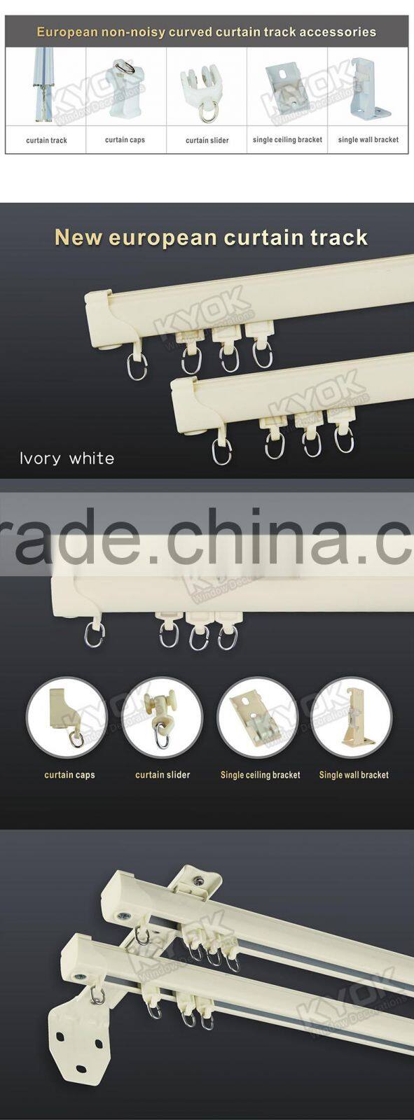 2015 fantastic design home decorative ivory white curtain track, good quality curtain accessories,wall dual curtain rail bracket