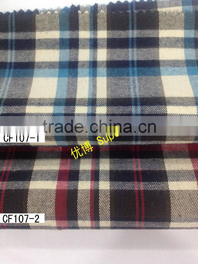 32*32 100*70 high quality 100% cotton yarn dyed flannel fabric for shirt with ready bulk