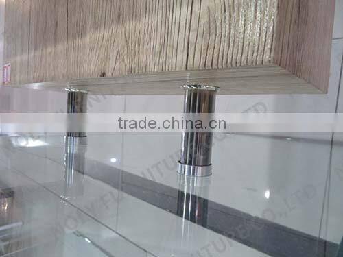 High Quality CT-173 Bent tempered glass square Corner coffee table with single metal base