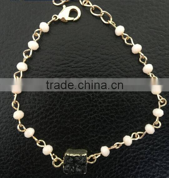 2015 Fall Winter Mini Square Drusy Druzy Cabochon Stone Charm Bracelet