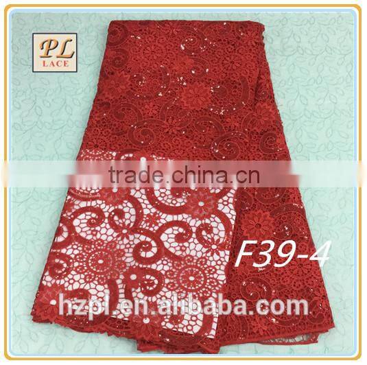 2015 best selling new high quality french lace with sequins for women dress