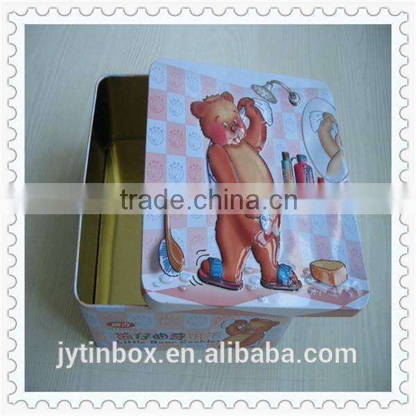 2015 best selling with cute picture square cookie metal tin box