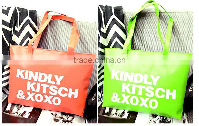 2015 the most popular Korean fashion simple women shoulder bag shopping bag KINDLY letters bag