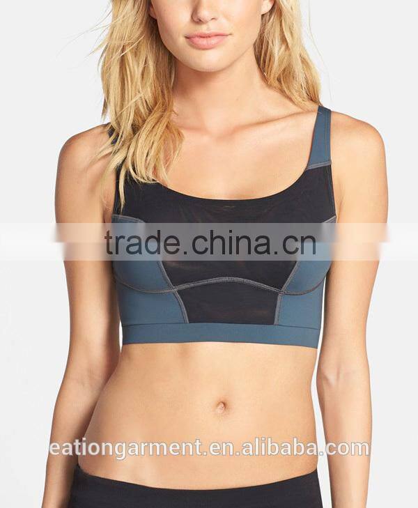 Custom fitness breathable dry fit polyester girls sport seamless women sports bra